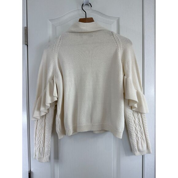Project Naadam Women's Ruffle Cream Ivory Sweater Cotton Acrylic Size S - Picture 4 of 12